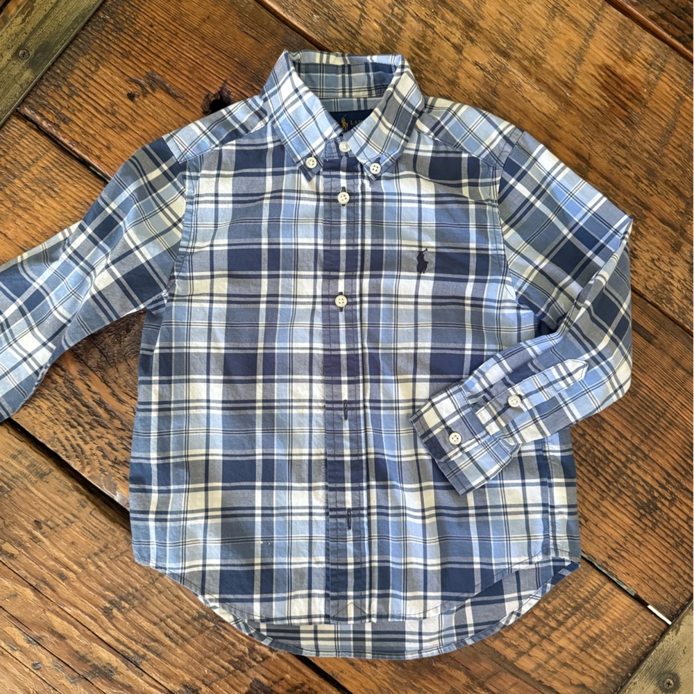 Ralph Lauren Plaid Button Down Cotton Stretch - 3T. New.